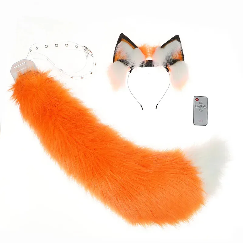 

Remote Control Wagging Fox Wolf Tail Automatically Moving Animal Ear Headband Cosplay Prop Accessories Girl's Club Pub Costumes