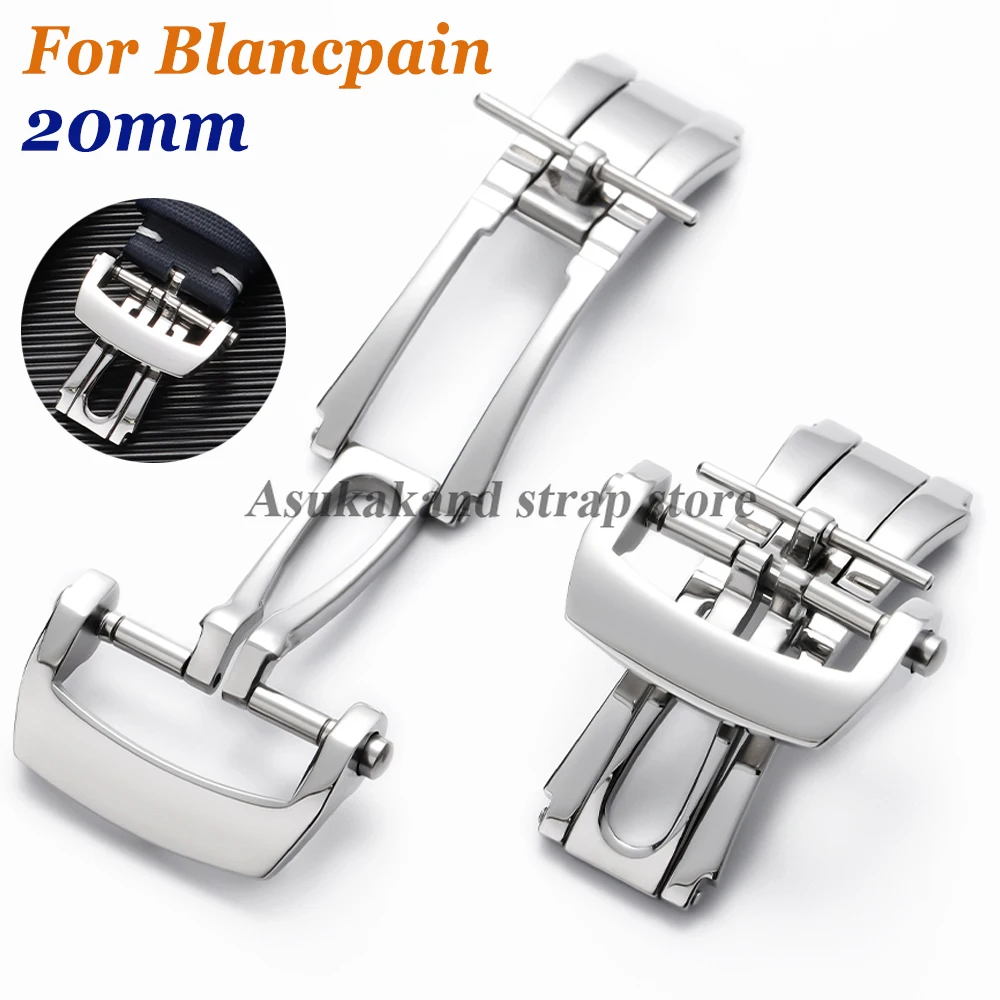 Chiusura pieghevole lucida in acciaio inossidabile da 20 mm per pulsante Blancpain per accessori di ricambio per fibbie per cinturini in nylon e pelle
