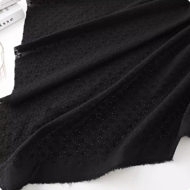

Black cotton hollowed-out embroidered fabric for Chinese-style shirts, dresses, skirts, shirts and Hanfu clothing diy fabric