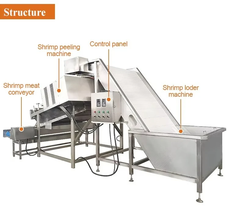 Automatic Shrimp Deheading Peeling Deveining Machine Custom Commercial Seafood Processing Unit