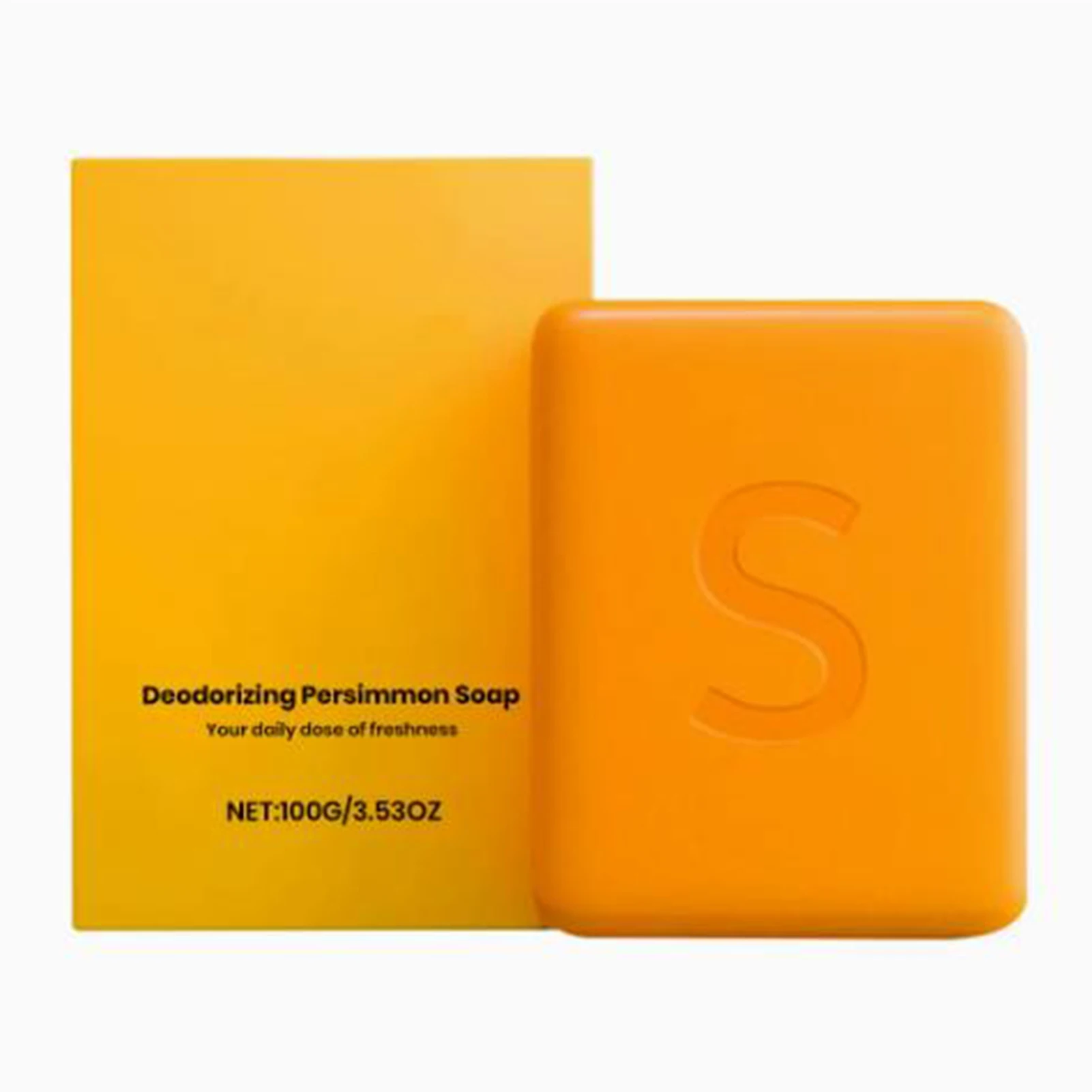 Natural Persimmon Soap with Mesh Smell Cleanser Deodorizing Cleanser Bar for Body Odor Control Gentle Formula for Sensitive Skin