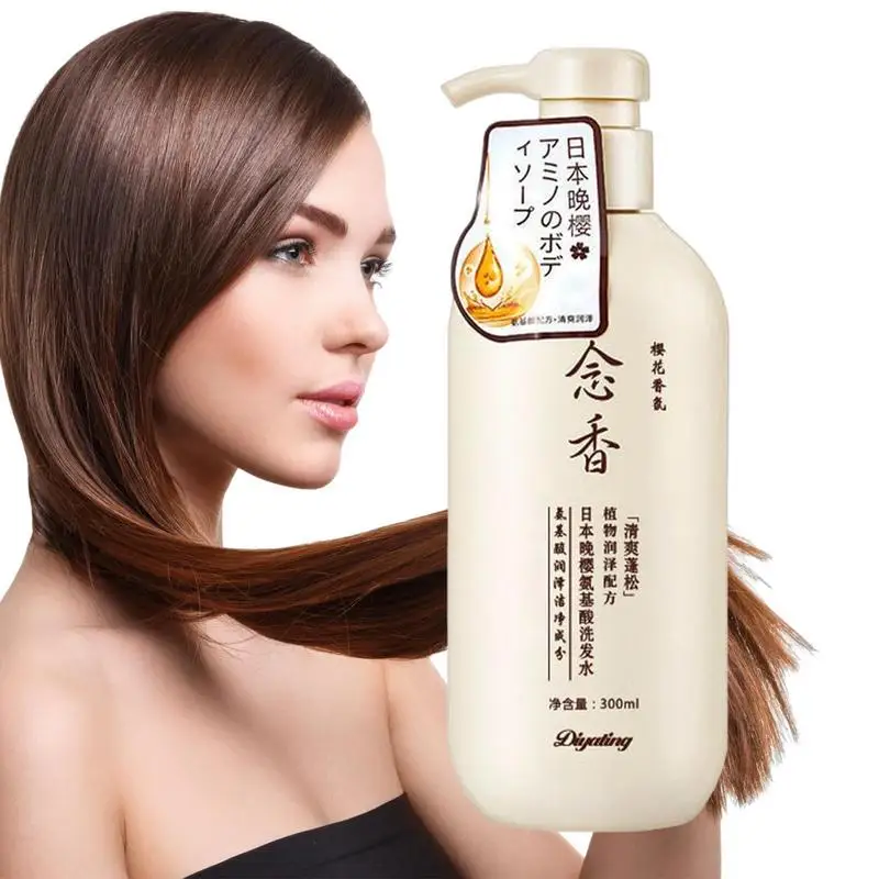 Sakura-Shampoo Japonês com Condicionador 300ml, Aminoácido Suave, Nutrição Capilar, Controle de Óleo, Hidratante