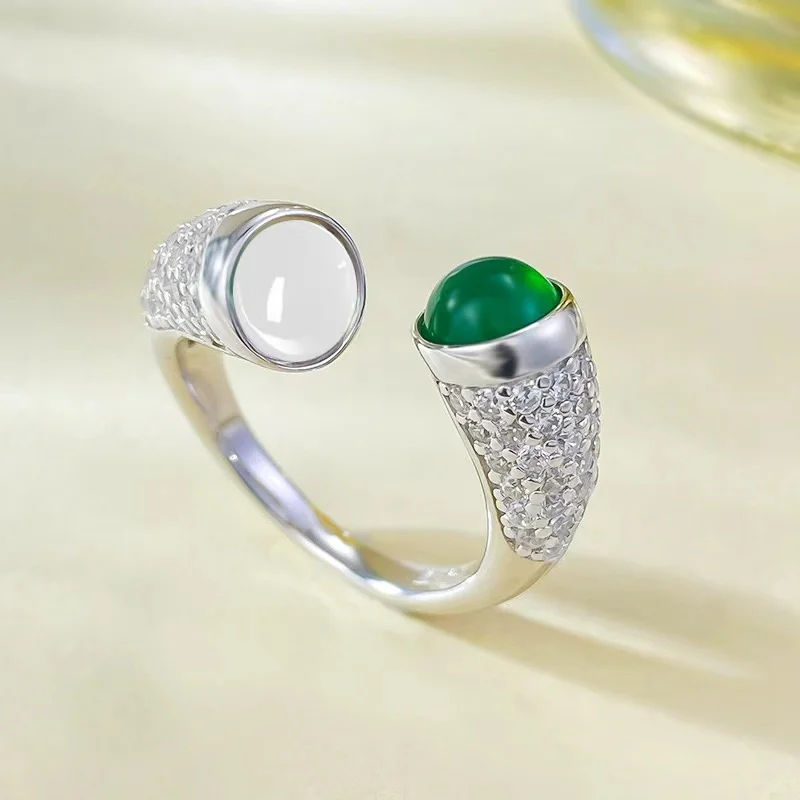 ZOCA Official-website Argent 925 Rings Natural Jade Open Rings for women Scarіblo  house of the dragon 925 silver rings