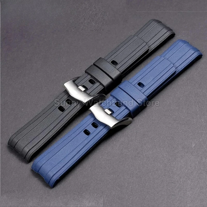 جودة العلامة التجارية 20 مللي متر لينة المطاط حزام ساعة سيليكون مشبك طحن حزام رملي خاص لحزام أوميغا لشعارات ساماستر 300 #4