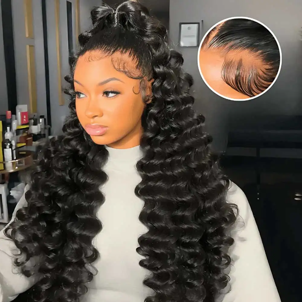 13x4 13x6 HD Loose Deep Wave Frontal Wigs 40 42 Water Deep Curly Lace Front Human Hair Wigs Remy 5x5 Gluless Wig Human Hair image 6