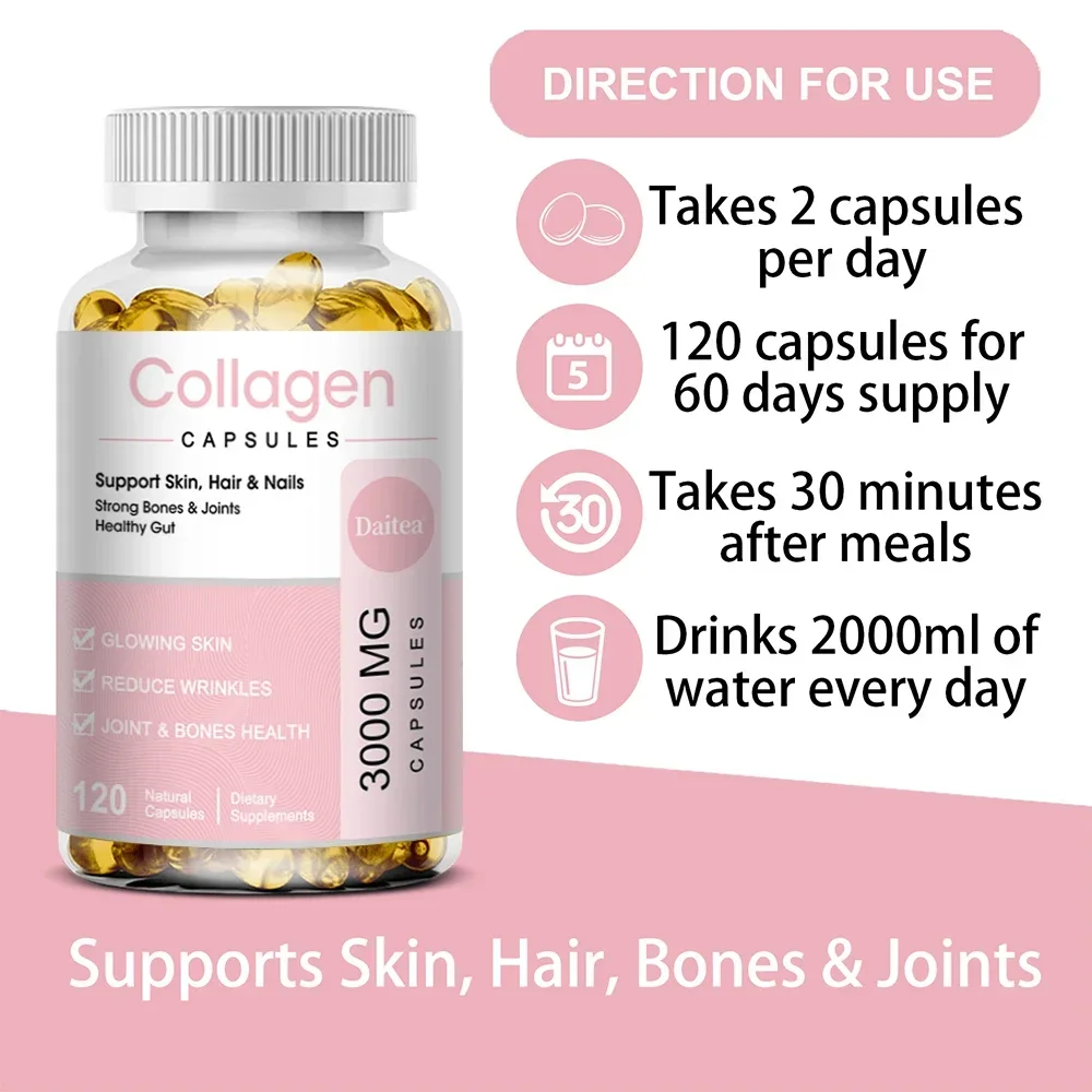 Collagen Capsules - Stronger, Boosts Hair, Bones, Joints, Skin and Nails, Promotes Collagen Production, Anti-Aging, Antioxidant