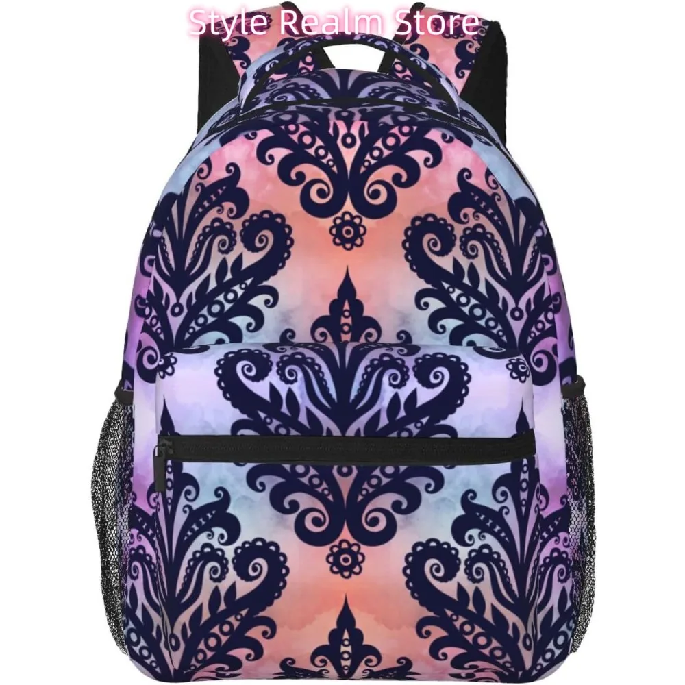 

Flowers Colorful Tribal Style Lightweight Laptop Backpack Lightweight Multipurpose Travel Casual Daypack Unisex College Backapck
