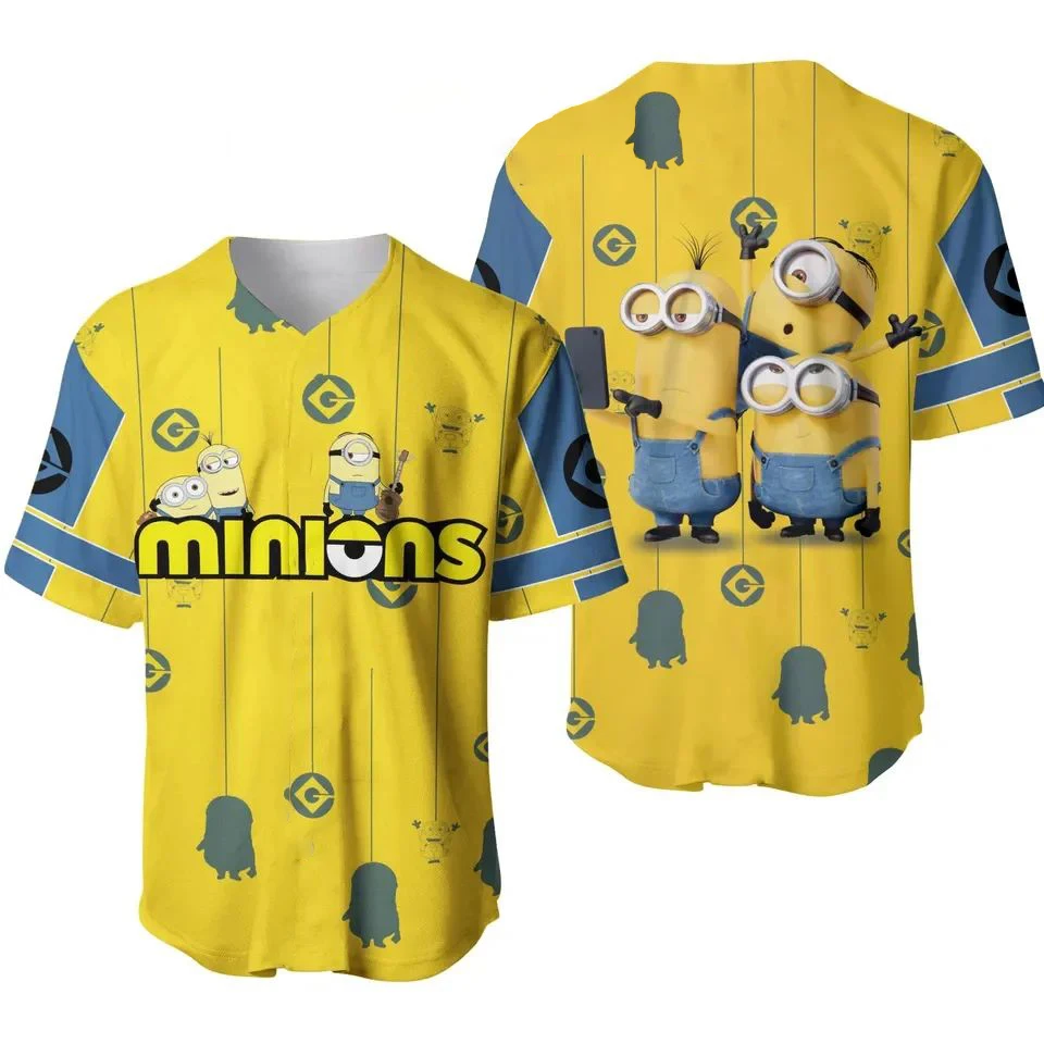 

2024 New Disney Cartoon 3D Printed Baseball Suit T-Shirt Men's and Women's Summer Short Sleeve Sportswear Cute Pattern T-Shirt