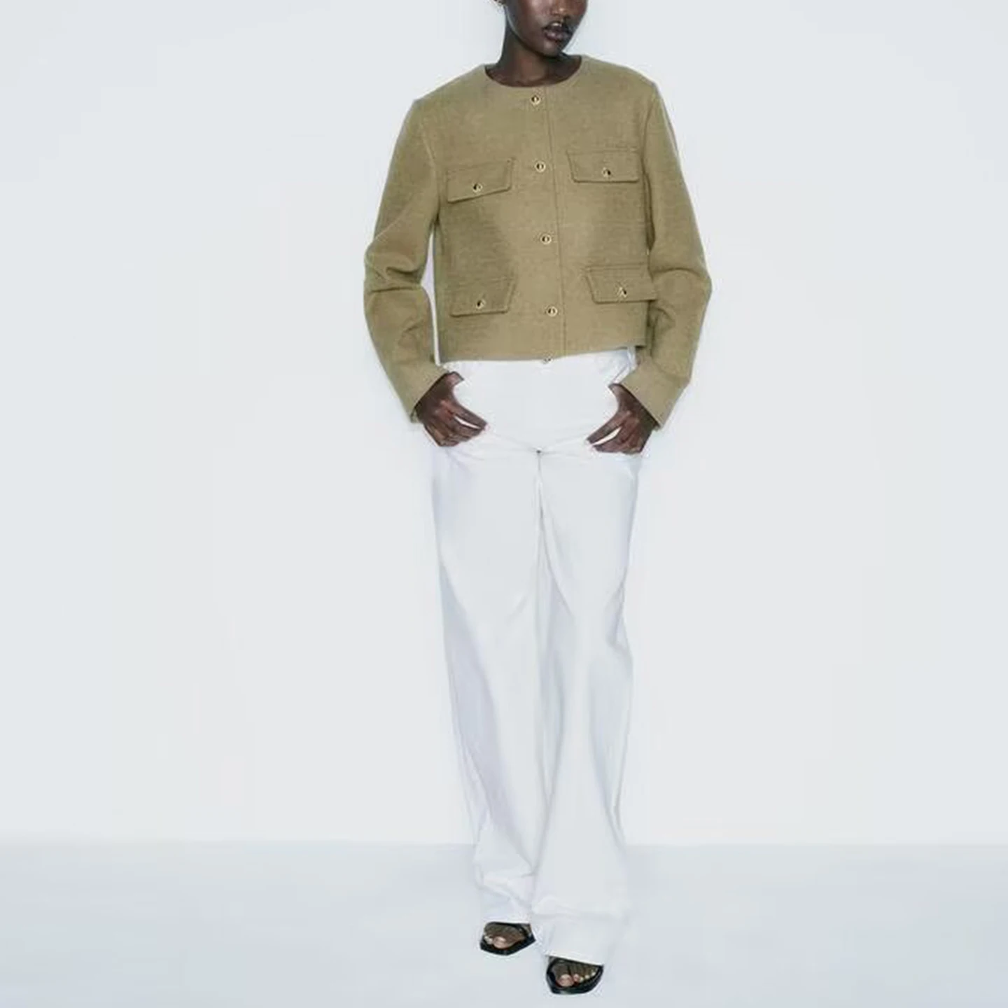 

Ele ort Sle Faionable Women's Suit Jaet Z 2025 New Arrival Cover Design Slim Fit round Ne Other Material