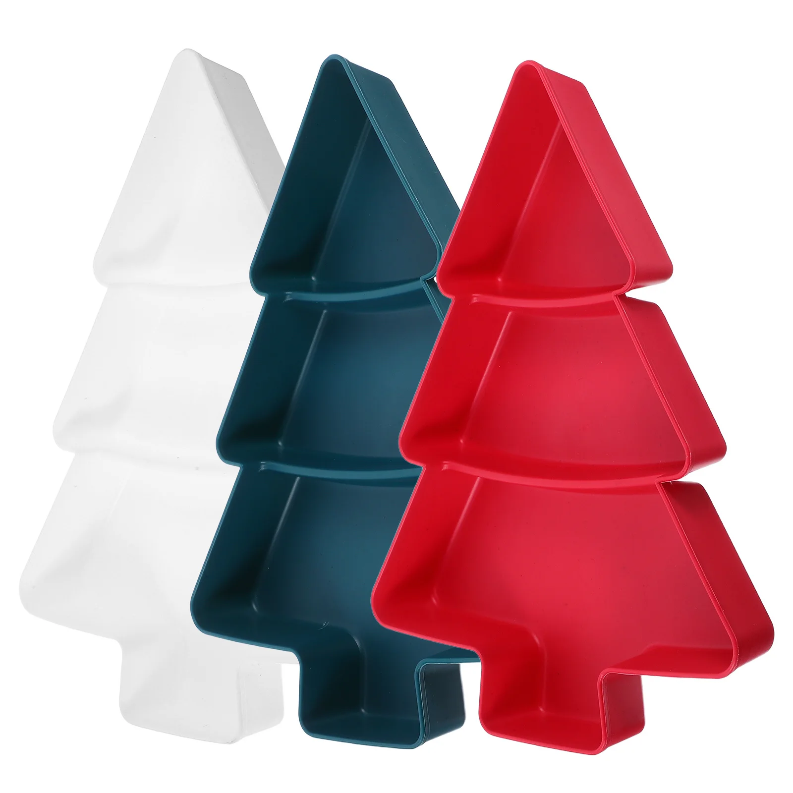 

3Pcs Christmas Tree Shaped Divided Fruit Tray Reusable Holiday Colorful Candy Nuts Appetizers Serving Platter Fruit Holder