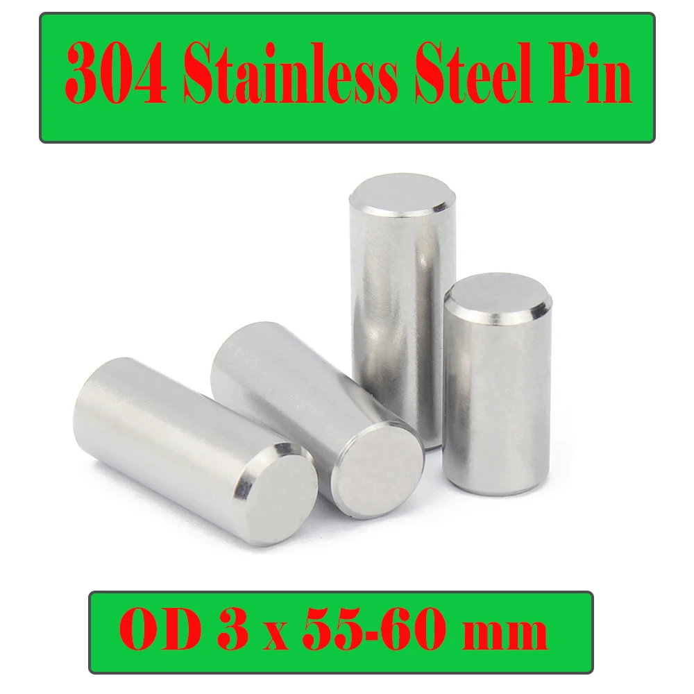 OD 3mm 304 Stainless Steel Pin  50/55/60*3 mm  (10PC)  Cylindrical Pin Posit Loose Needle Roller