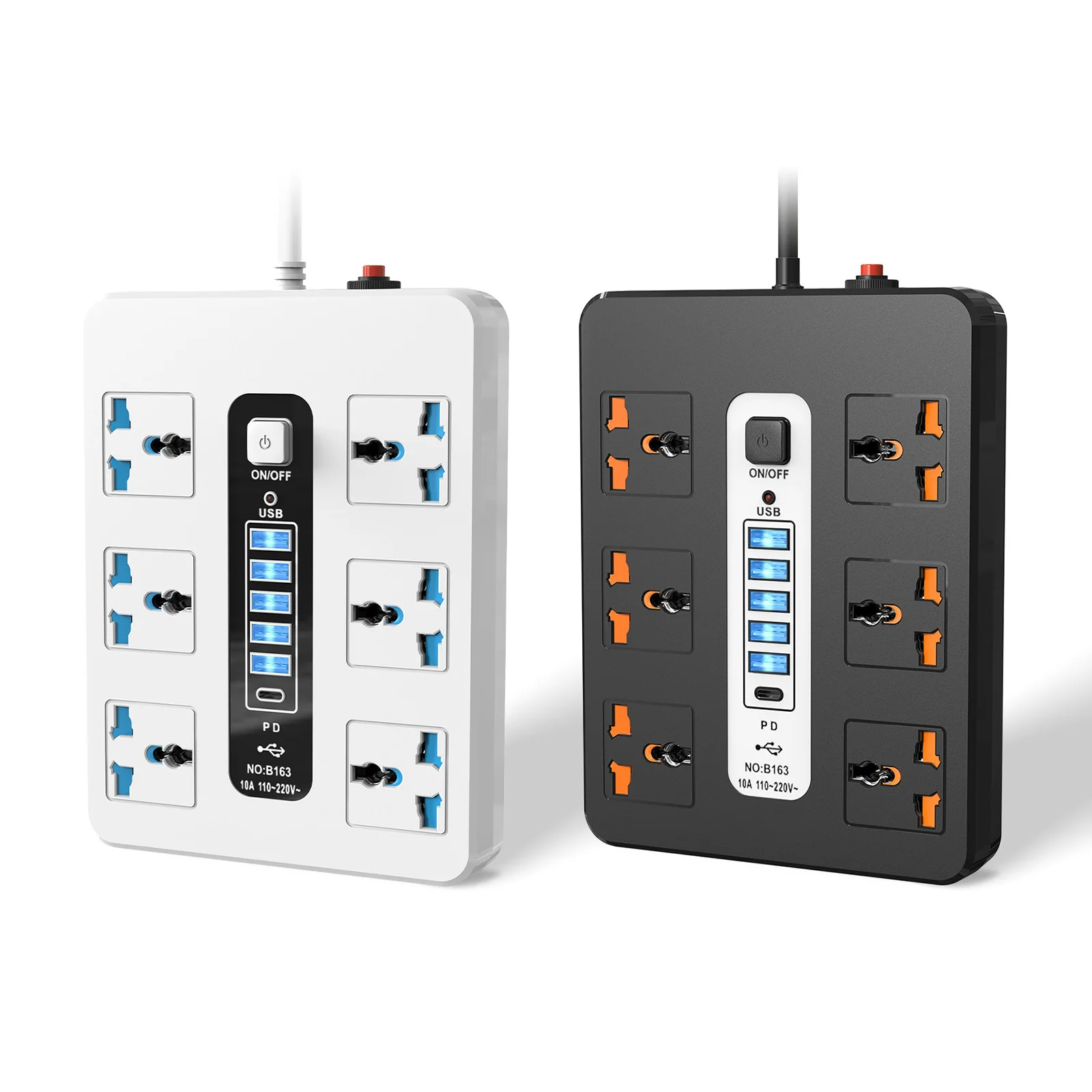 12-In-1 Desktop Power Strips Surge Protection Safety Door Powers Strips with 6 USB Ports&LED Light for Office Home Tech Setup