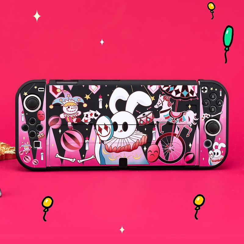 Funda Nintend Switch Oled Case Rabbit Game guscio protettivo antigraffio Hard PC Full Cover Back per Switch Oled Grip Shell