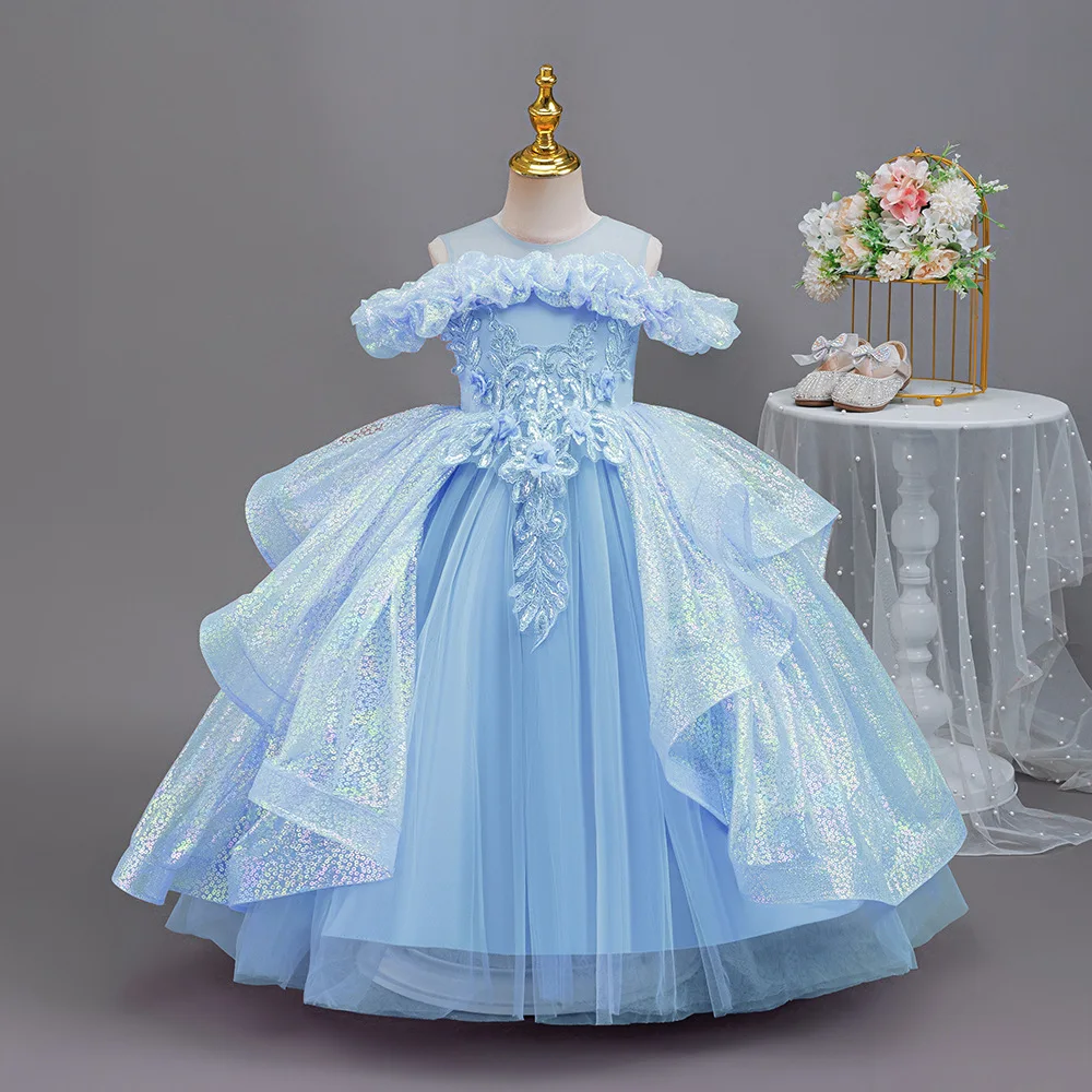 High Quality First Communication Girl Party Dress Gown Child Girls' Evening Dresses Kid's Clothes