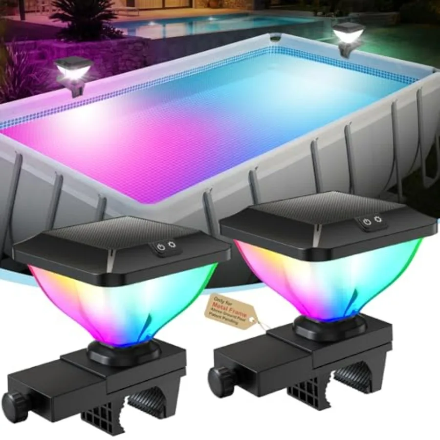 

Solar pool lights for above ground pool: ABS plastic, multicolor, 7 colors 10 modes with light sensing, high brightness LED, 5H