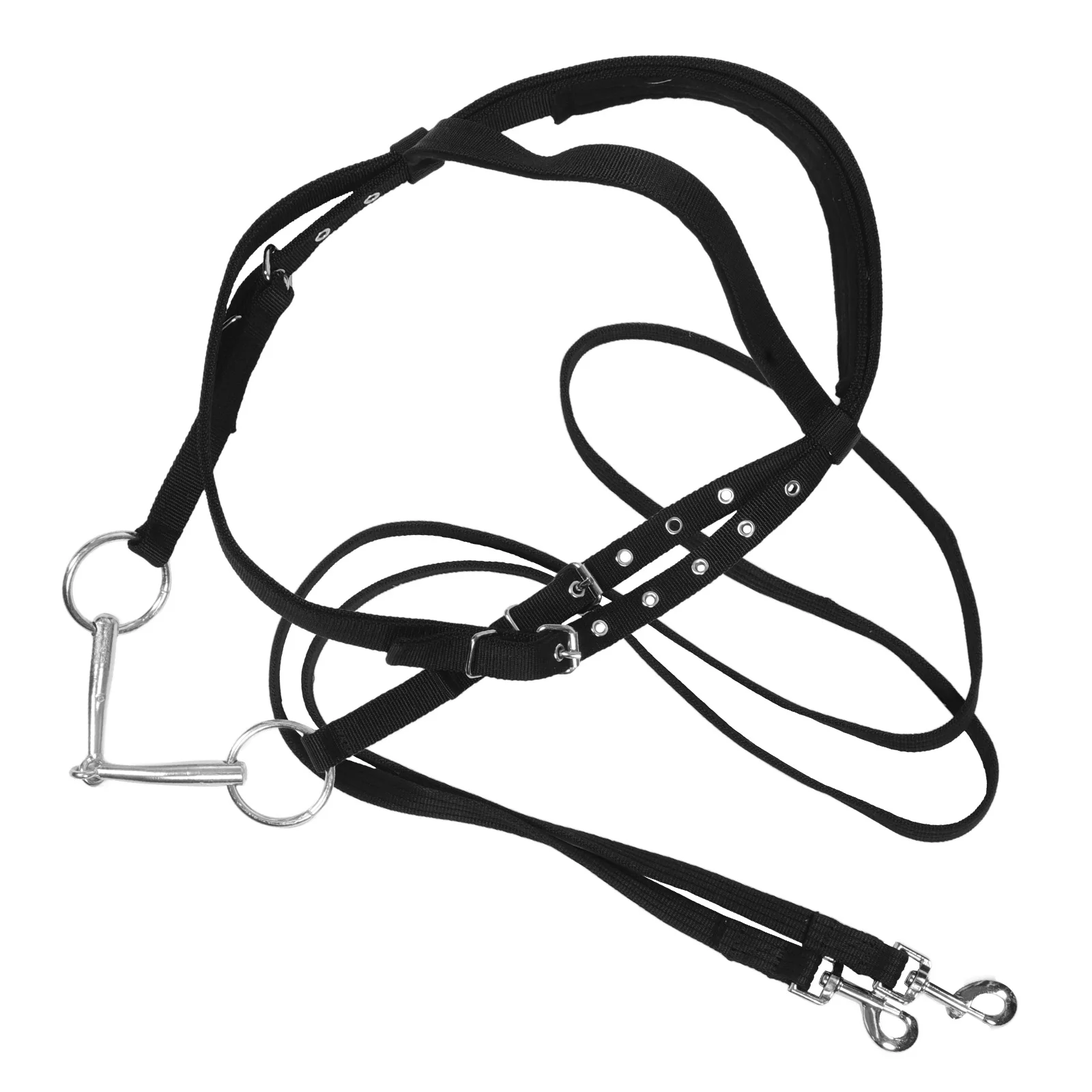 

Equestrian Reins Sets for Horse Rope Halter Horses Black Large Rope Halter Horse Tack Western Matching Sturdy Nylon