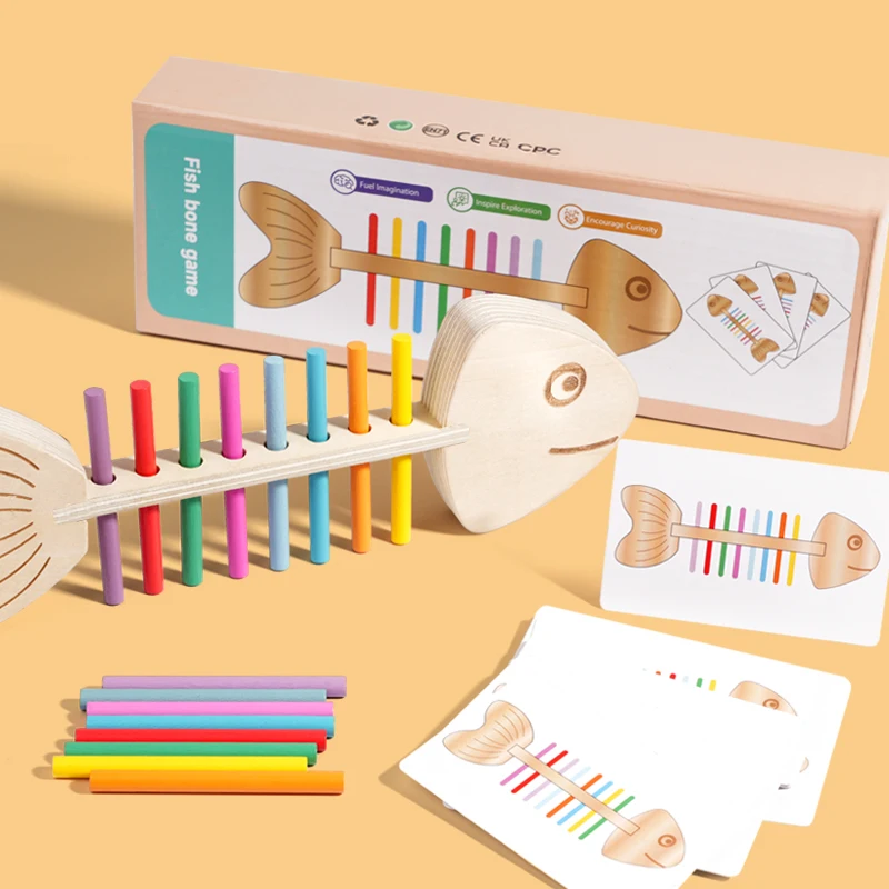 Montessori Color Matching Sensory Toys Wooden Balance Stick Fine Training Game Puzzle Toy For Boys Girls Birthday  Gift