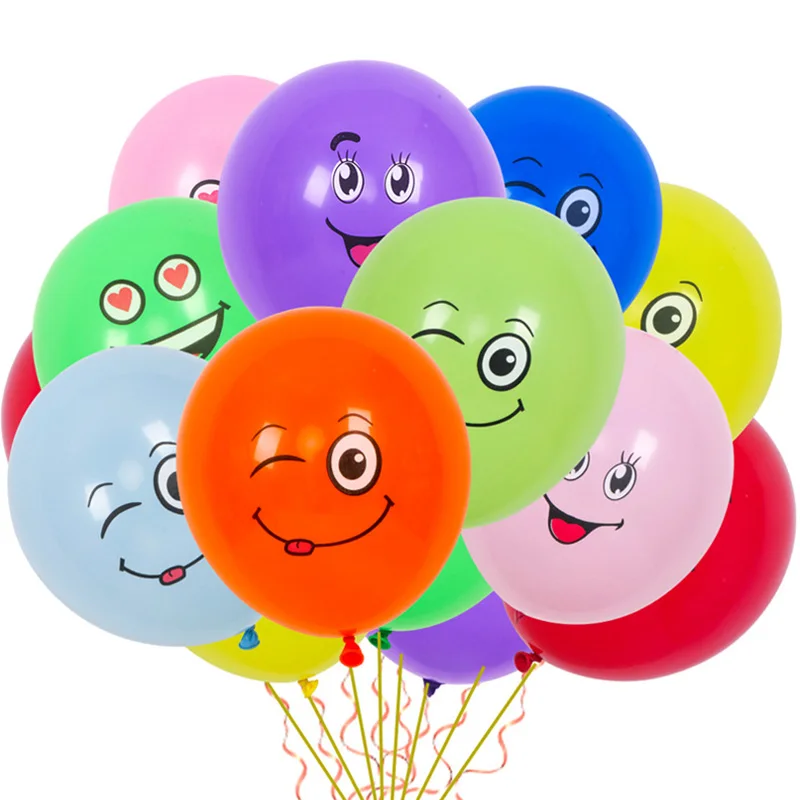 5/10/20/30pcs 12inch Cute Funny Big Eyes Smiley face latex balloons Birthday Party Christmas Decor Baby Shower Children's Toys