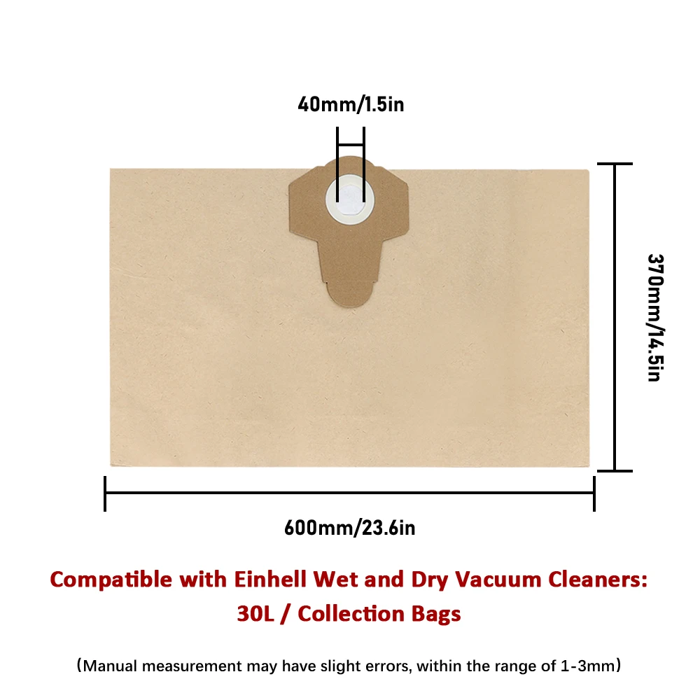 5/10 PCS 20L 30L Dust Collection Bag For Einhell BT-VC1250S/BT-VC1250/TC-VC 18/20 Li S-Solo Wet And Dry Vacuum Filter Bag