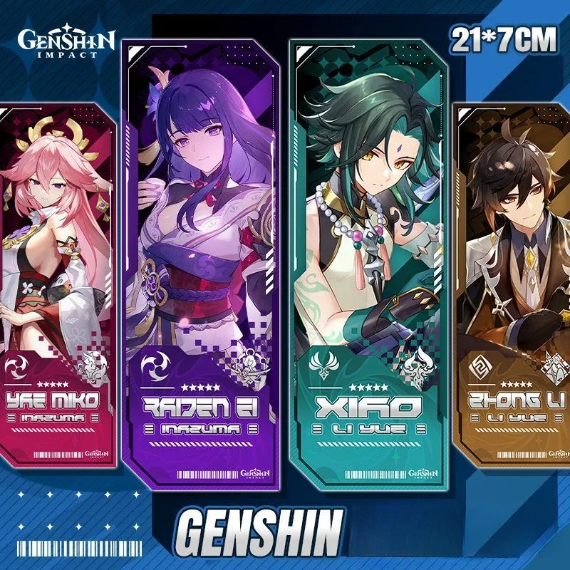 

Genshin Impact Cosplay Bookmark Gliter Double Sided Tartaglia Ganyu Wanderer Nahida Nilou Ye Lan Eula Baiden Ei Collection Prop