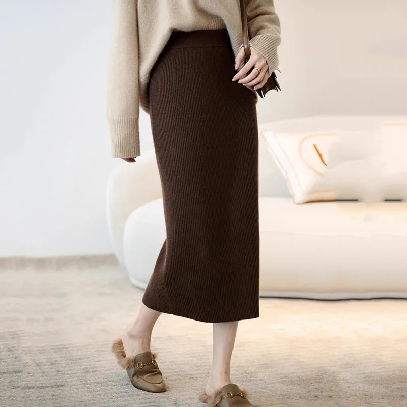 Half Skirt Women's Autumn Winter Queen's Temperament Straight Tube Skirt Versatile H-shaped One Step Skirt