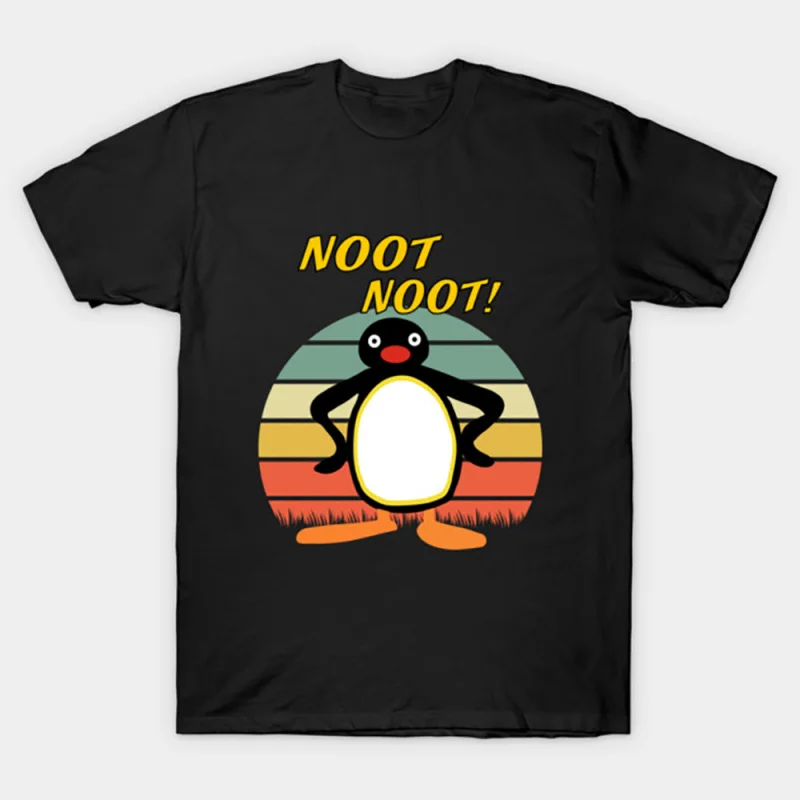 

0330 Noot Noot Pingu Meme Gift t shirt for men Funny cartoon Graphic Clothes 100% cotton printed Y2K clothing Large size tee