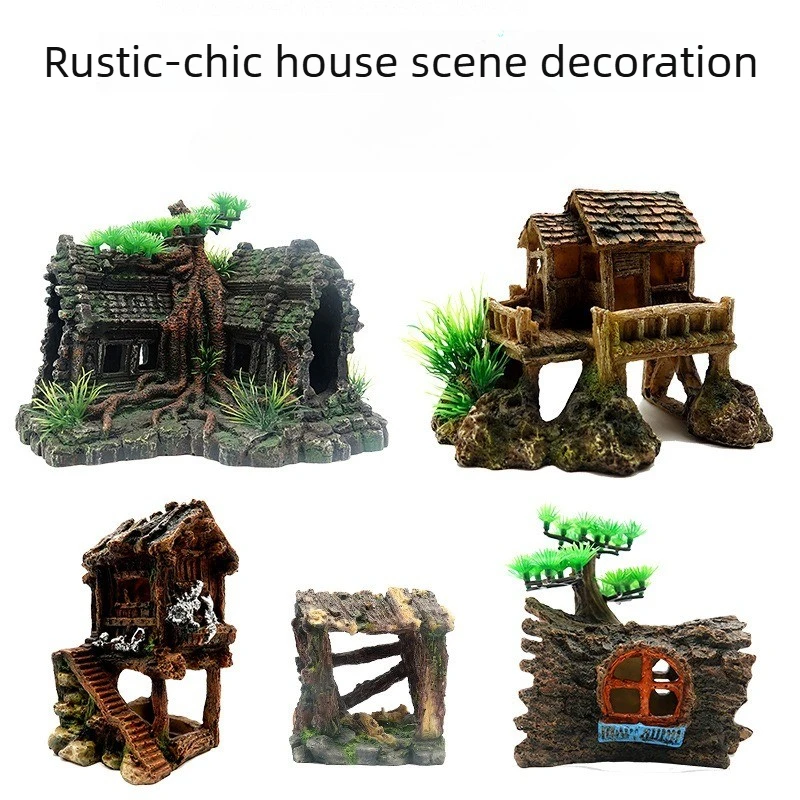 

1PC Aquarium fish tank landscaping decoration creative small house micro landscape resin crafts bonsai decoration