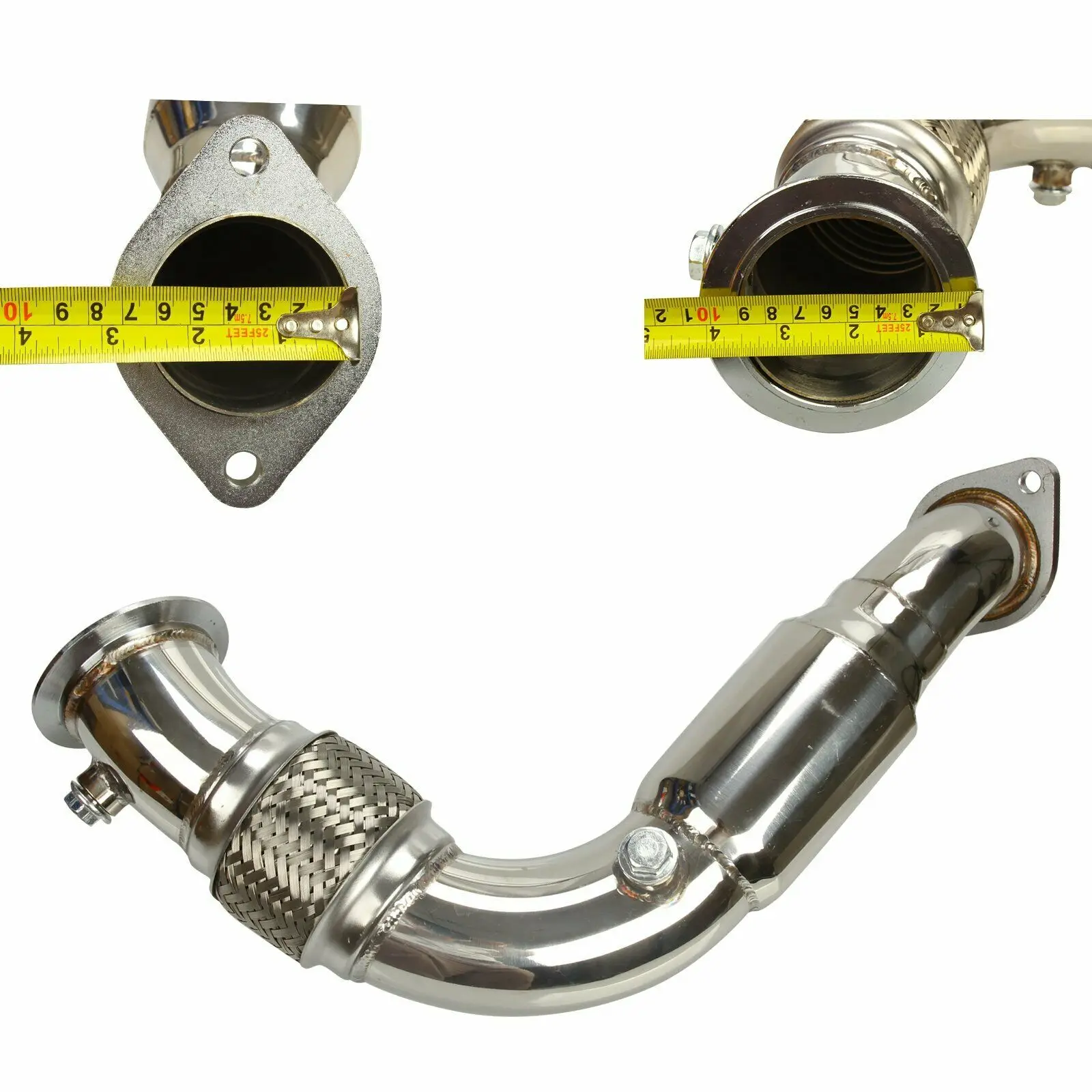 201 Stainless Steel Exhaust Downpipe for 2008-2014 BMW N63 X6/X5 550I 650I 750I B7 4.4L V8 Twin Turbo N63B44 motor - view 3