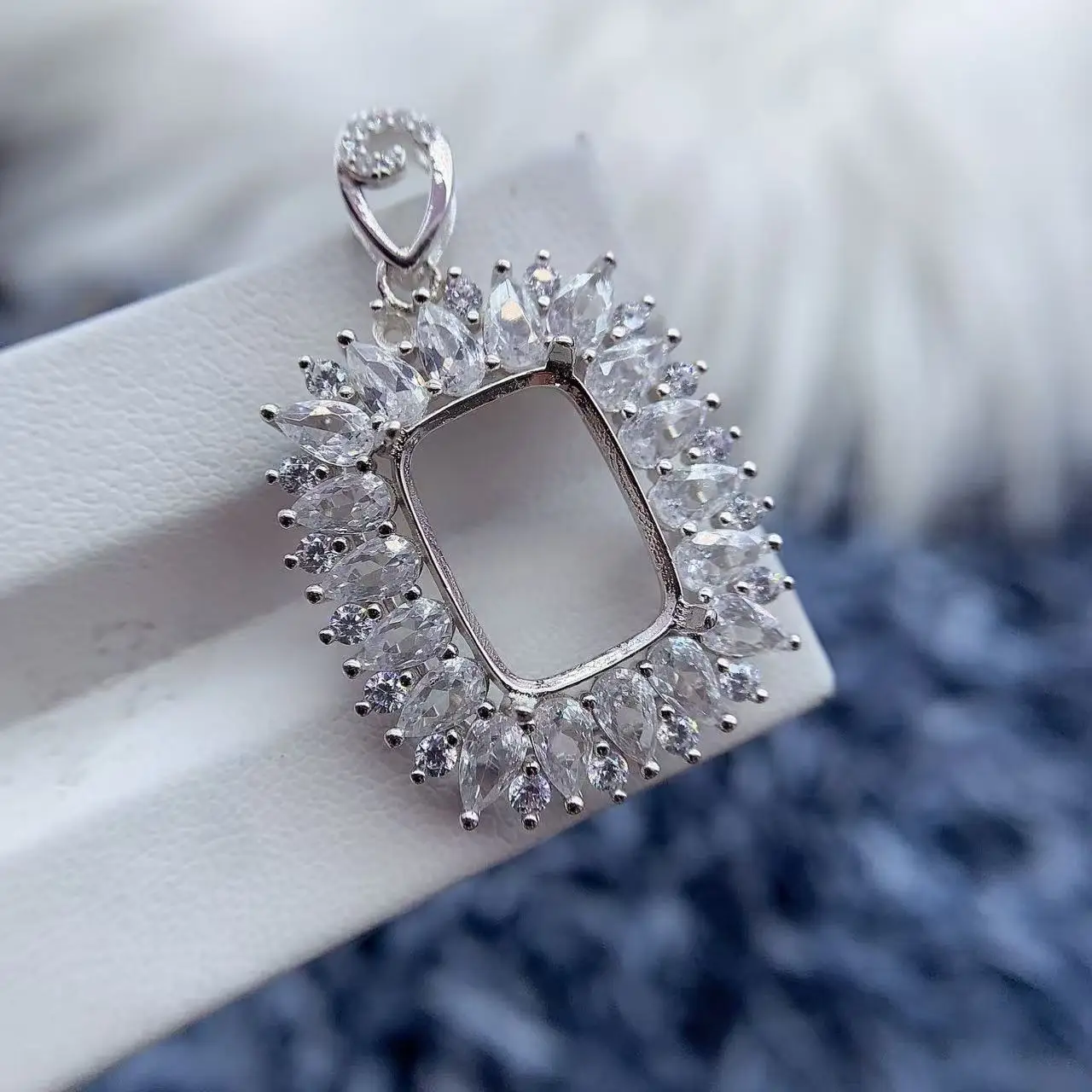 

MeiBaPJ инкрустация прямоугольный 10*14 мм камень S925 стерлингового серебра DIY кулон установка женский подарок изысканные модные очаровательные ювелирные изделия оптом