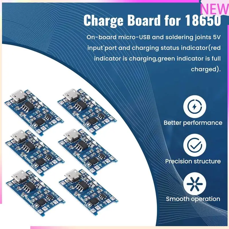 B27B 6 uds para módulo de carga TP4056 con protección de batería 18650 BMS 5V Micro-USB 1A placa de carga para 18650