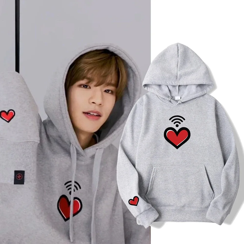 

Women and Men Stray Kids Hoodie, Kpop Pullovers, Grey Sweater, Korean Style, Kpop, Heart, Wifi, Video, Lee Seung-min