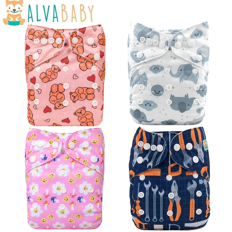 U Pick ALVABABY Reusable Baby Cloth Diaper with Insert Washable Pocket Cloth Nappy for Baby 3-15kg with 1pc Microfiber Insert