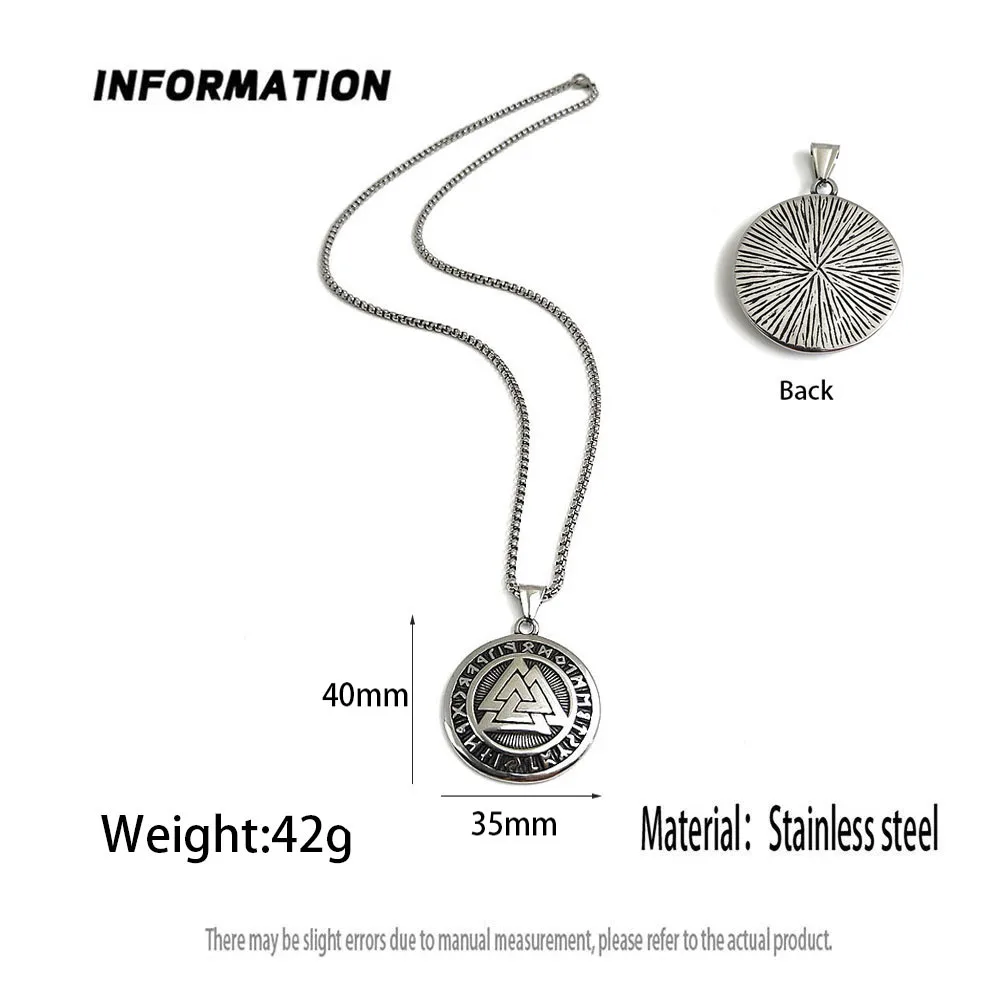 Retro cast Viking Ron letter stainless steel necklace, waterproof and non-fading blackening process, bulk sales pendant