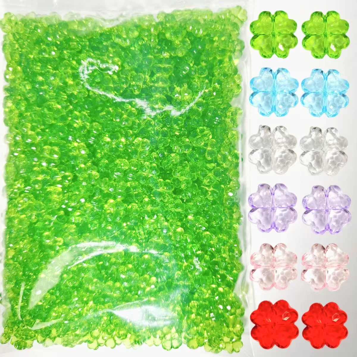 700pcs Wholesale cute four leaf clover green leaf 13mm beads for DIY bracelet necklace jewelry making