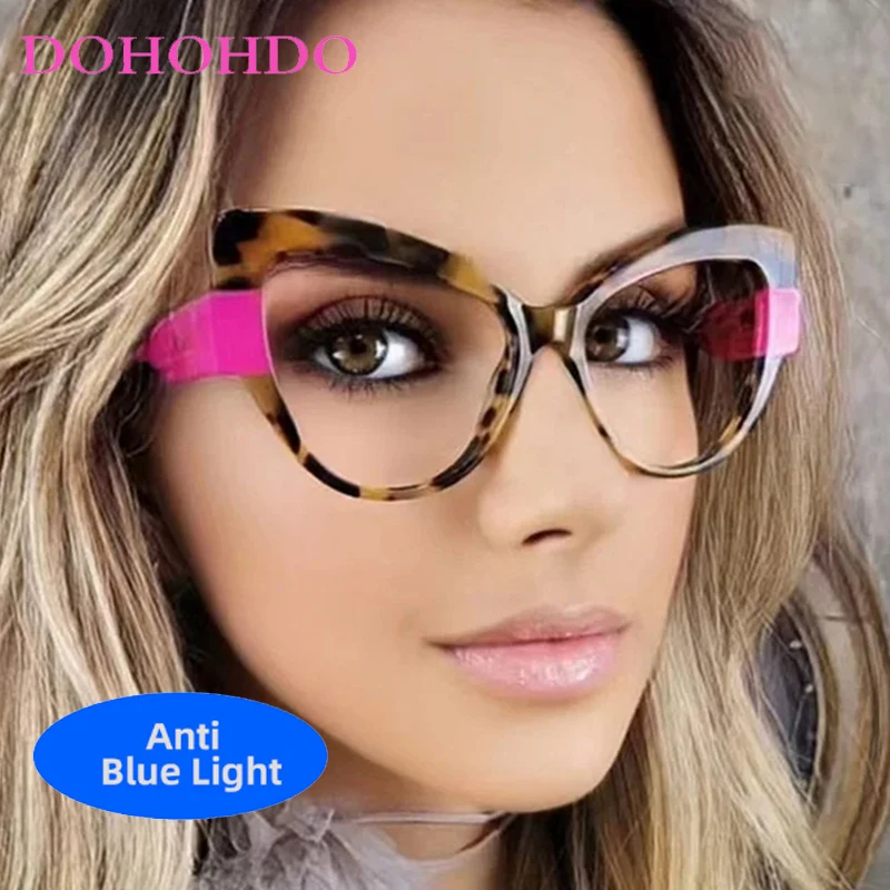 

Luxury Designers Oversized Frame Cat Eye Blue Light Blocking Glasses Women Men Optical Spectacle Computer Protection Eyeglasses