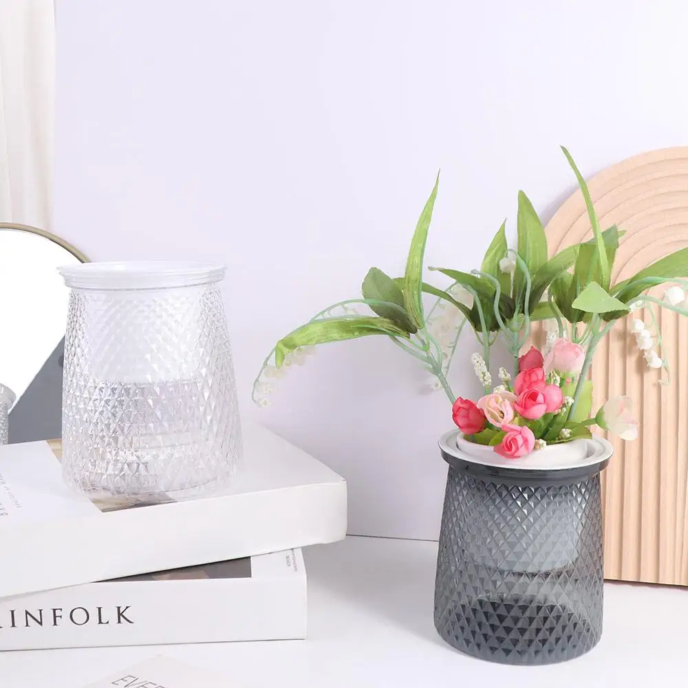 

Plastic Self Watering Plant Pot Transparent Double-layer Flower Vase Automatic Round Lazy Potted Flower Pot Indoor
