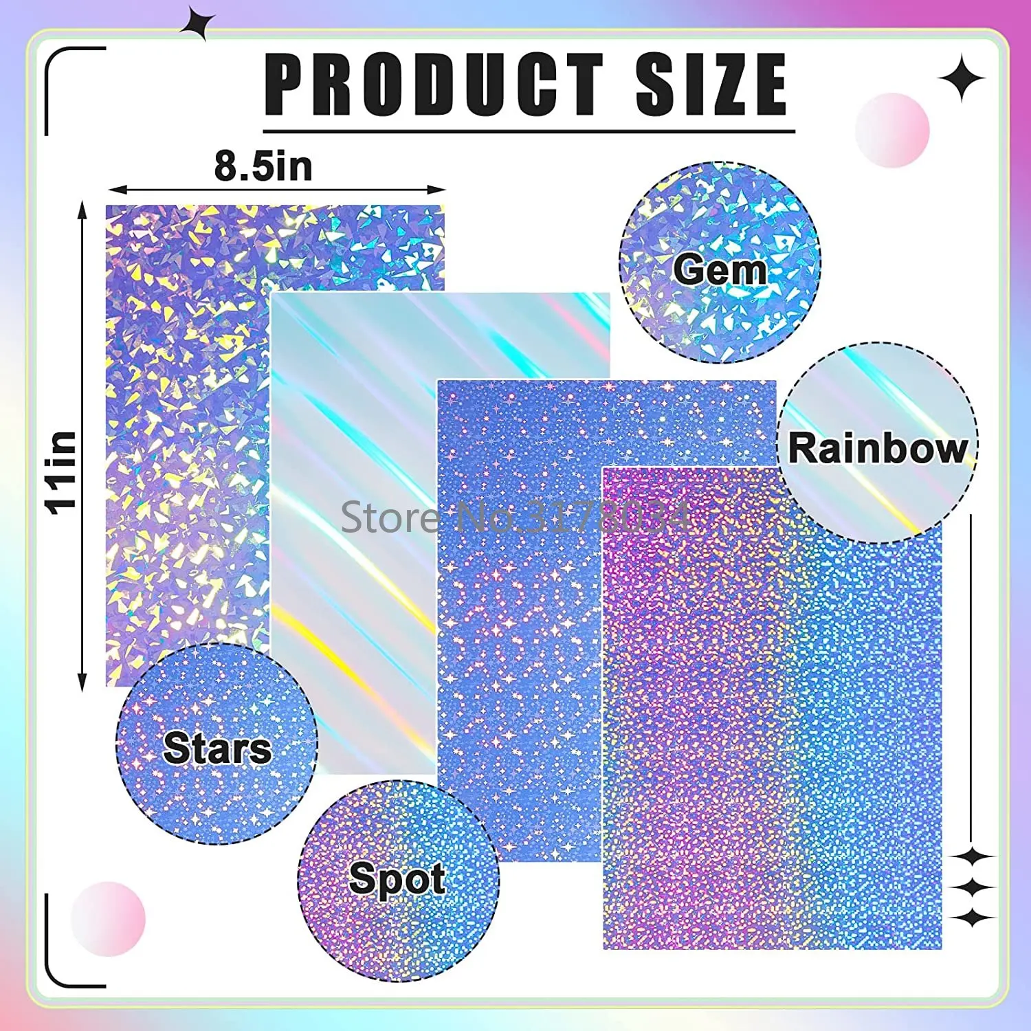 10Sheets Holographic Sticker Paper Vinyl Sticker Paper for Ink Jet Laser Printer Printable Adhesive Waterproof Dries Quickly