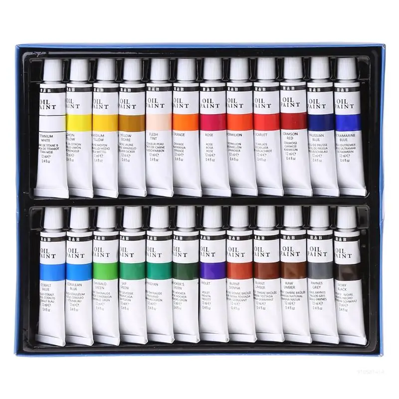 24 Colors Professional Oil Painting Paint Drawing Pigment 12ml Tubes Set Artist Art Supplies Dropship