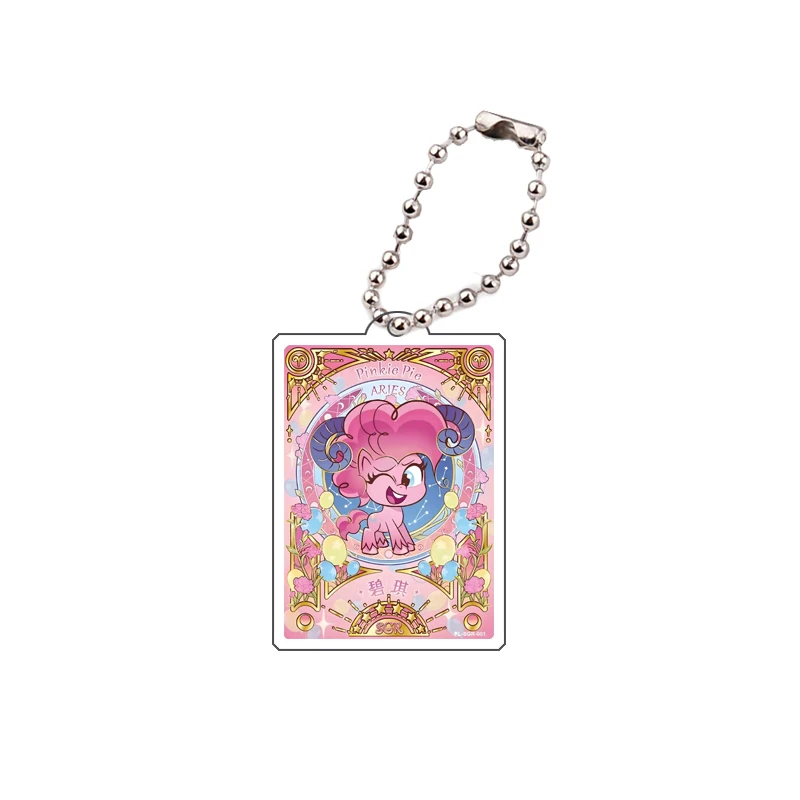 My Little Pony Keychain Animation Peripheral Apple Jack Pinkie Pie Mini Square Acrylic Bag Pendant Rarity Diy Accessories Gift