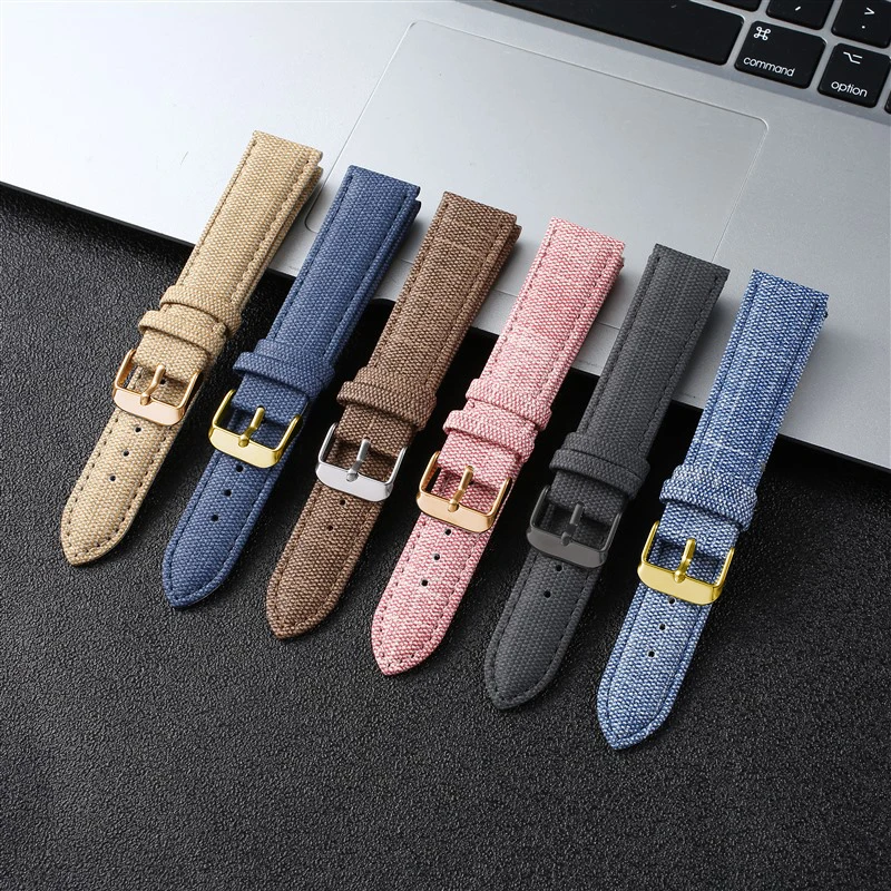 *NEW STYLE* Watch Strap Denim Leather Nylon Replacement Watch Band Woven Pattern Soft Canvas Leather Strap High Quality