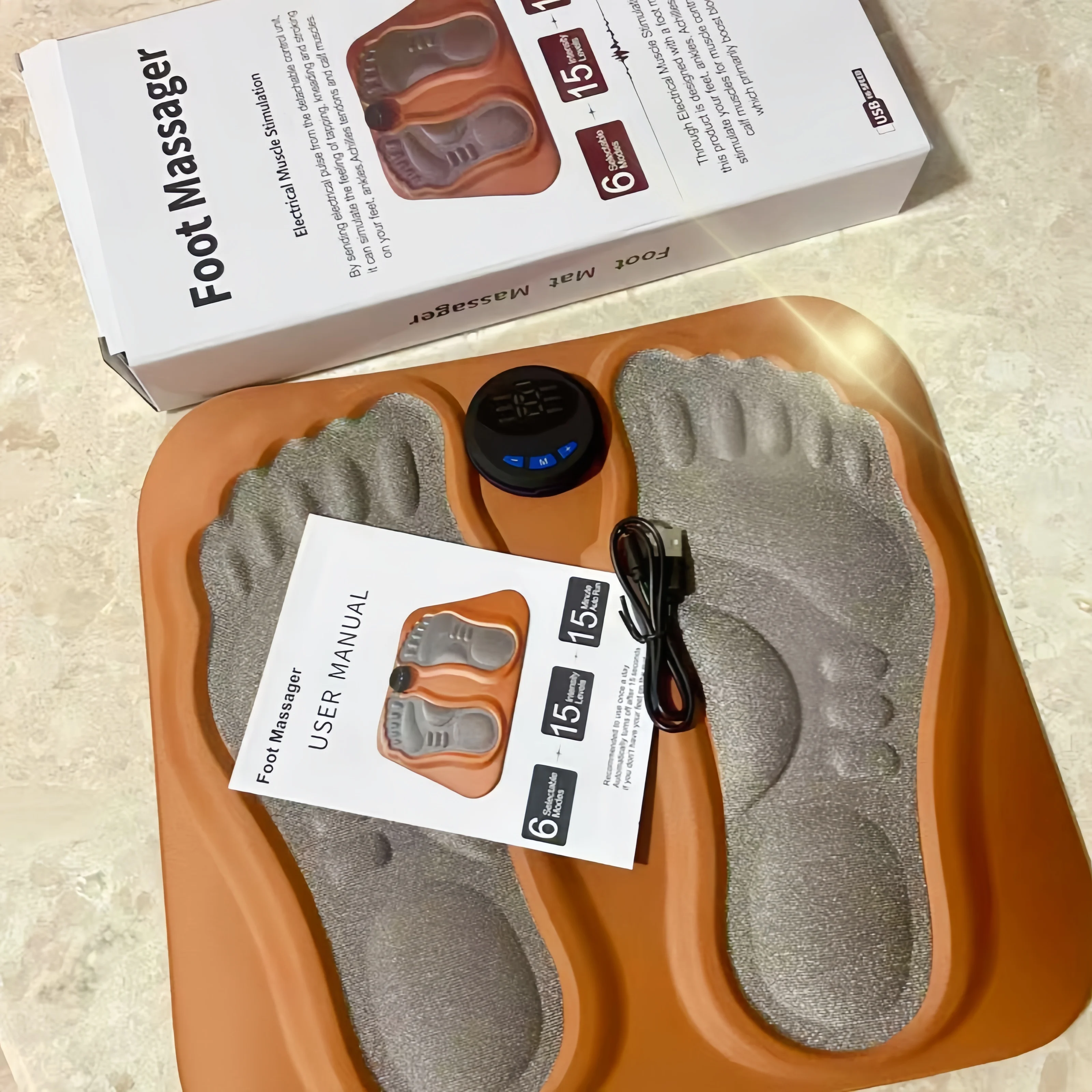 

Foot massage, foot muscle stimulator, massage pad, rechargeable, improves blood circulation, relieves pain