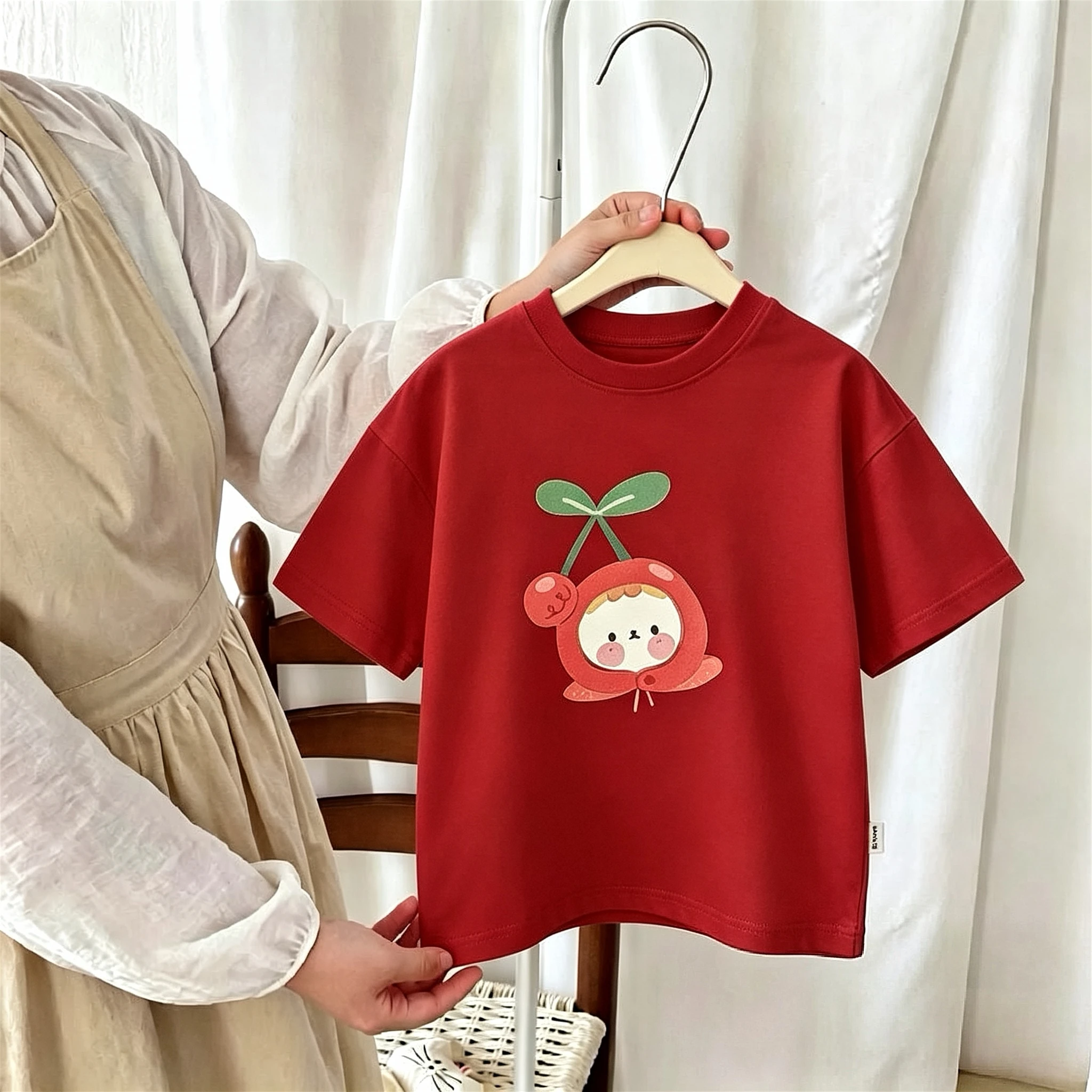 Cartoon Printed Children T-shirt Tops Summer Clothing Simple Casual Round Collar T Shirts Baby Girls Boys Versatile Tshirt