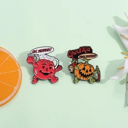 Pumpkin Ghoul Aid Bottle Cup Enamel Pin Cute Creative Halloween Cartoon Brooches Metal Lapel Badge Jewelry Gift for Kids Friends