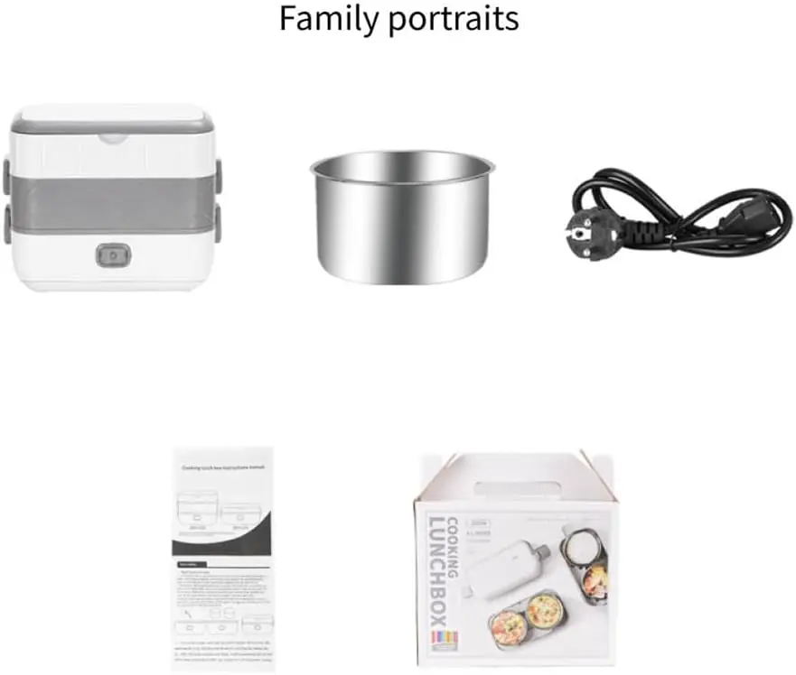 صندوق غداء ساخن كهربائي 200 وات محمول متعدد الوظائف صندوق بينتو حاوية طعام مع تصميم مقبض قابس أمريكي