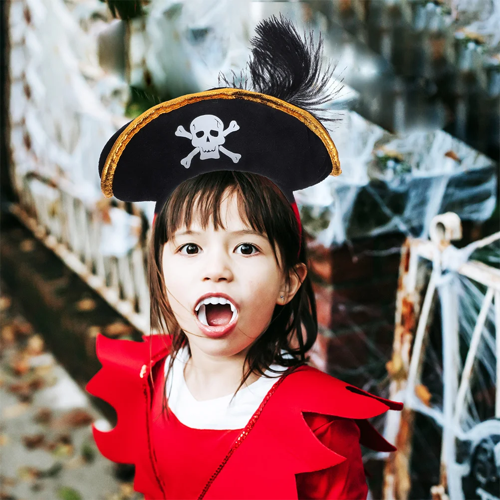 

2pcs Skull Pirate Hat Headband Halloween Party Accessory Hair Decorating Prop Masquerade Cosplay Headdress Role Play Novel Gift