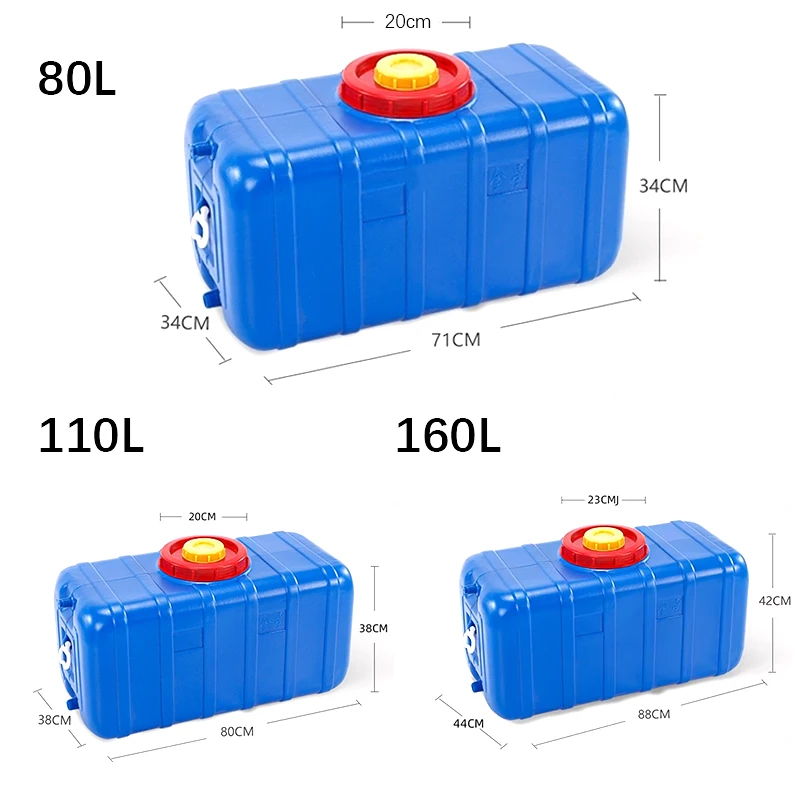 

80-литровый утолщенный пластиковый бак для воды для автодомов, горизонтальный прямоугольный резервуар для хранения воды, устанавливаемый на транспортное средство