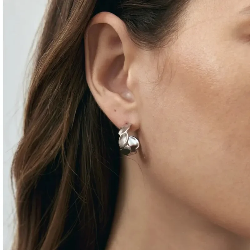 Gold and silver irregular stud earrings women's light luxury niche design earrings high-end temperament unique autumn and