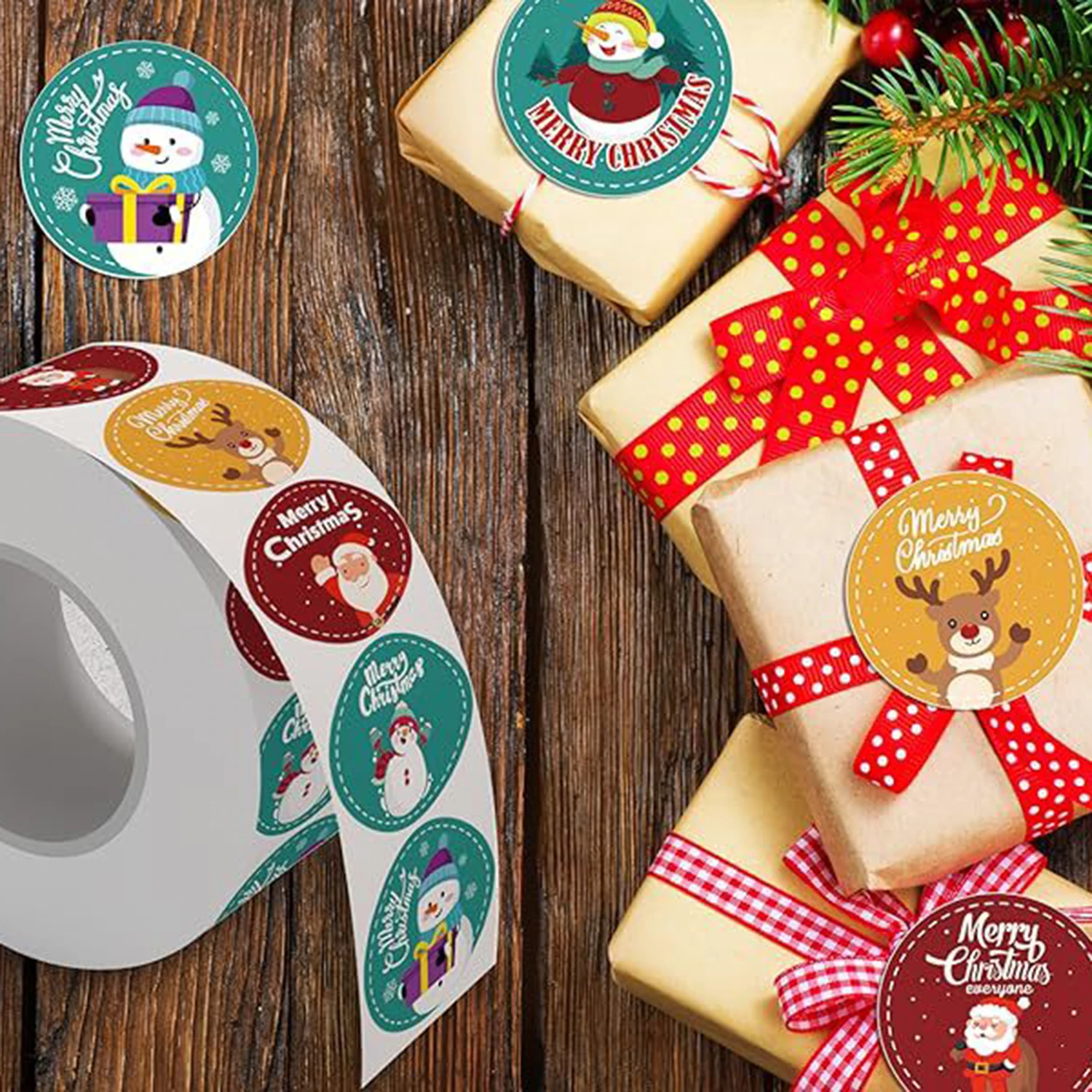 100-500pcs 산타 클로스 스티커 파티 크리스마스 선물 포장 레이블 어린이 스크랩북 편지지 스티커