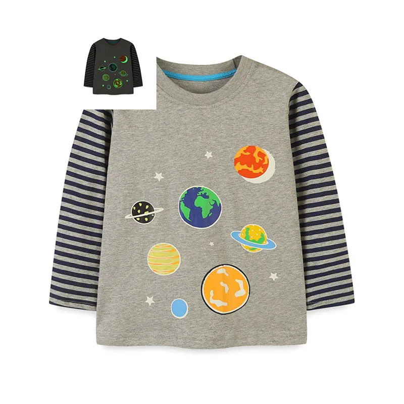 Jumping Meters 2-7T New Arrival Boys T shirts Space Print Hot Selling Children's Clothing Long Sleeve Autumn Spring Blouses