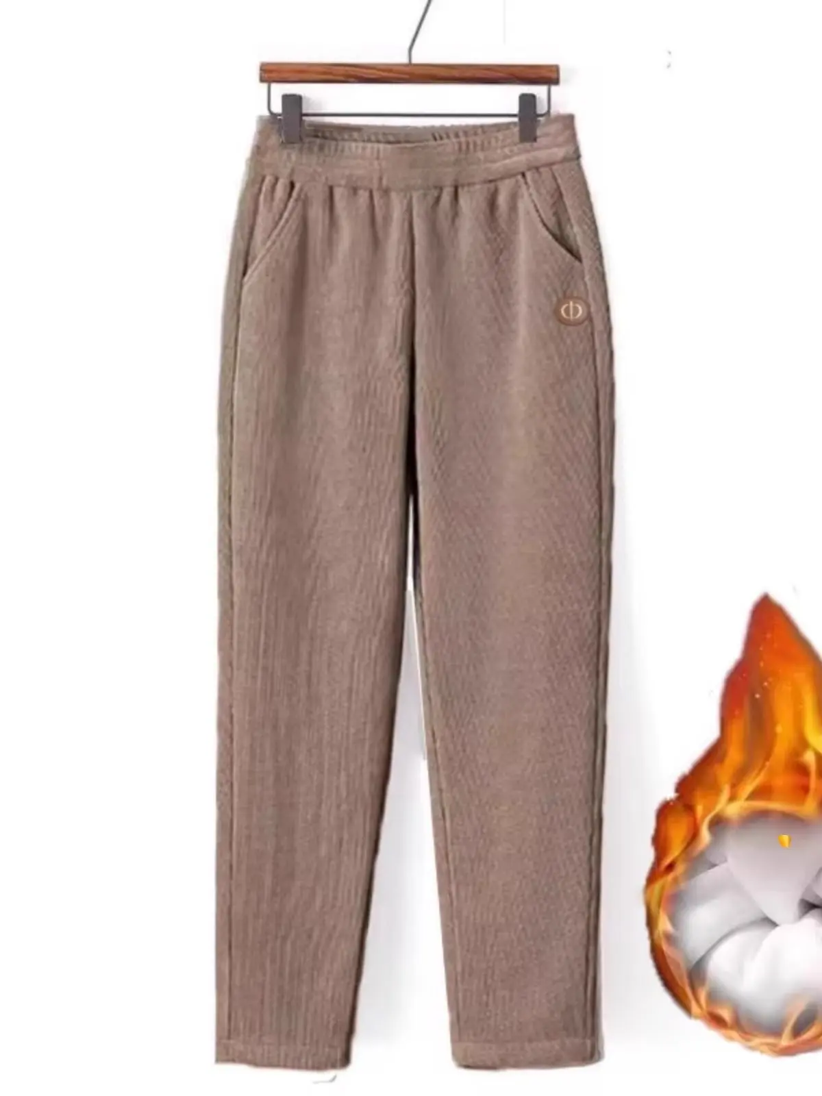 Thiened fce forrado veludo calças casuais soltas perna reta cintura alta outono inverno plus size calças confortáveis femininas